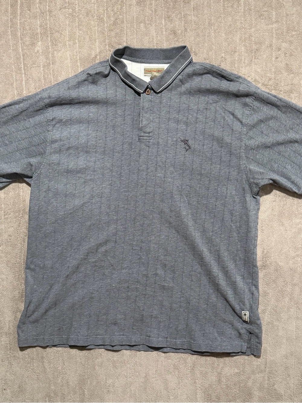 Original Island Sport Polo Shirt Mens XXL Gray Short Sleeve Cotton Marlin Logo